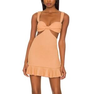 LOVERS + FRIENDS *NWT* Peach Cut Out Mini Dress  XXS Ruffle Sundress Crinkle